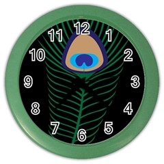 Peacock Feather Color Wall Clock by Sudhe