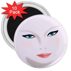 Face Beauty Woman Young Skin 3  Magnets (10 Pack)  by Sudhe