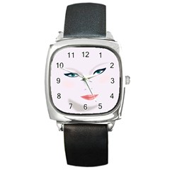 Face Beauty Woman Young Skin Square Metal Watch by Sudhe