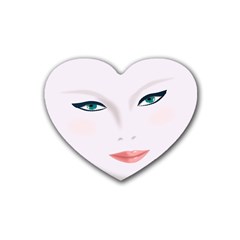 Face Beauty Woman Young Skin Rubber Coaster (heart)  by Sudhe