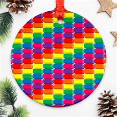 Rainbow 3d Cubes Red Orange Ornament (round) by Sudhe