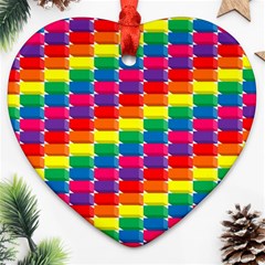 Rainbow 3d Cubes Red Orange Ornament (heart) by Sudhe