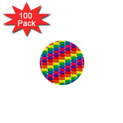 Rainbow 3d Cubes Red Orange 1  Mini Buttons (100 Pack)  by Sudhe