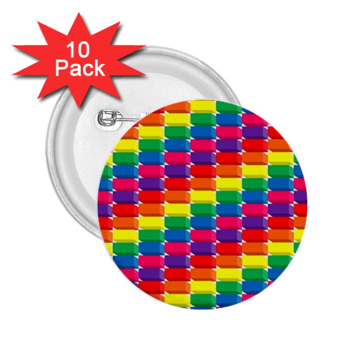 Rainbow 3d Cubes Red Orange 2.25  Buttons (10 pack) 