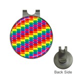 Rainbow 3d Cubes Red Orange Hat Clips with Golf Markers Front