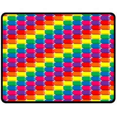 Rainbow 3d Cubes Red Orange Double Sided Fleece Blanket (medium)  by Sudhe