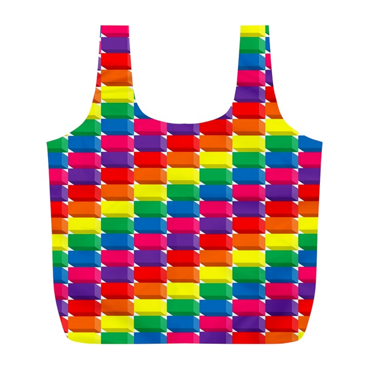 Rainbow 3d Cubes Red Orange Full Print Recycle Bag (L)