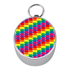 Rainbow 3d Cubes Red Orange Mini Silver Compasses by Sudhe