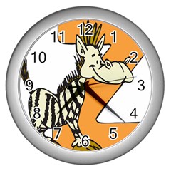 Zebra Animal Alphabet Z Wild Wall Clock (silver) by Sudhe