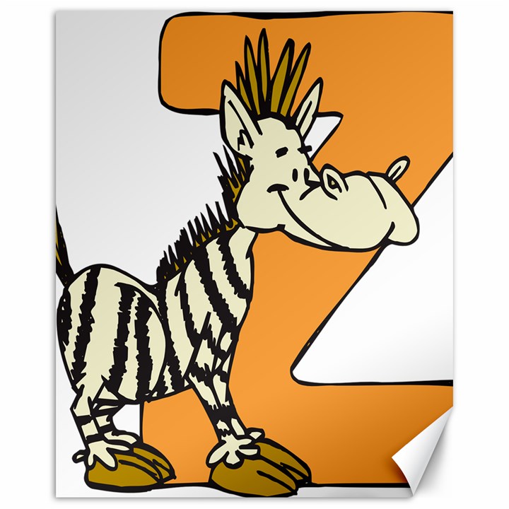 Zebra Animal Alphabet Z Wild Canvas 16  x 20 