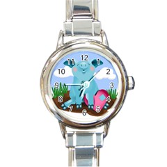 Pig Animal Love Round Italian Charm Watch