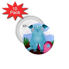 Pig Animal Love 1 75  Buttons (10 Pack)