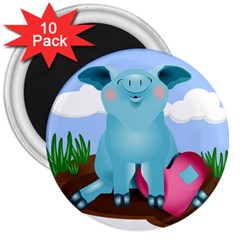 Pig Animal Love 3  Magnets (10 Pack) 