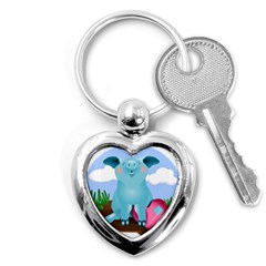 Pig Animal Love Key Chains (heart)  by Sudhe