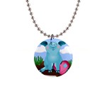 Pig Animal Love 1  Button Necklace Front