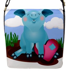 Pig Animal Love Flap Closure Messenger Bag (s) by Sudhe