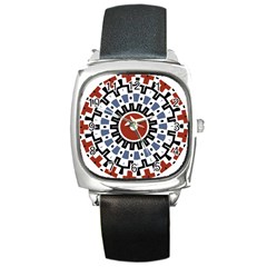 Mandala Art Ornament Pattern Square Metal Watch by Sudhe