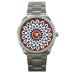 Mandala Art Ornament Pattern Sport Metal Watch by Sudhe