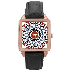 Mandala Art Ornament Pattern Rose Gold Leather Watch  by Sudhe