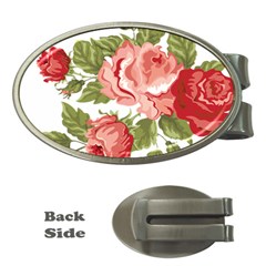 Flower Rose Pink Red Romantic Money Clips (oval)  by Sudhe