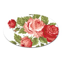 Flower Rose Pink Red Romantic Oval Magnet by Sudhe