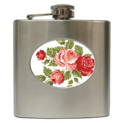 Flower Rose Pink Red Romantic Hip Flask (6 Oz) by Sudhe