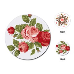 Flower Rose Pink Red Romantic Playing Cards (round) by Sudhe