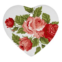 Flower Rose Pink Red Romantic Heart Ornament (two Sides) by Sudhe