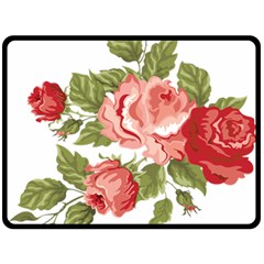 Flower Rose Pink Red Romantic Fleece Blanket (large)  by Sudhe