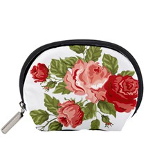 Flower Rose Pink Red Romantic Accessory Pouch (small) by Sudhe