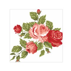 Flower Rose Pink Red Romantic Small Satin Scarf (square) by Sudhe