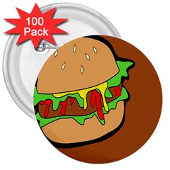 Burger Double 3  Buttons (100 Pack)  by Sudhe