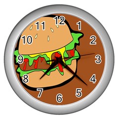 Burger Double Wall Clock (silver) by Sudhe