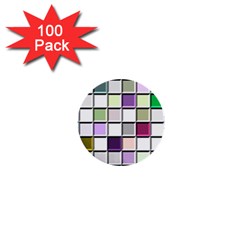 Color Tiles Abstract Mosaic Background 1  Mini Buttons (100 Pack)  by Sudhe