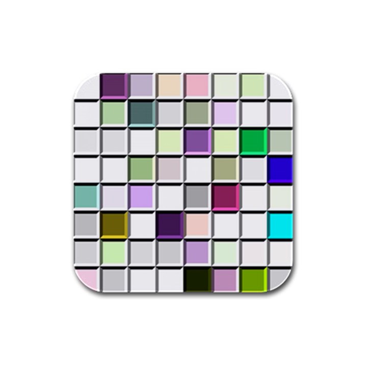 Color Tiles Abstract Mosaic Background Rubber Square Coaster (4 pack) 