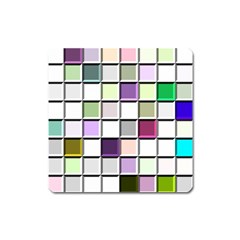 Color Tiles Abstract Mosaic Background Square Magnet by Sudhe