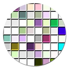 Color Tiles Abstract Mosaic Background Magnet 5  (round) by Sudhe