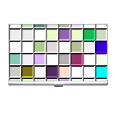 Color Tiles Abstract Mosaic Background Business Card Holder by Sudhe