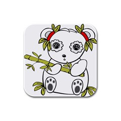 Panda China Chinese Furry Rubber Square Coaster (4 Pack)  by Sudhe