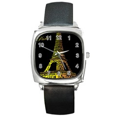 The Eiffel Tower Paris Square Metal Watch by Sudhe