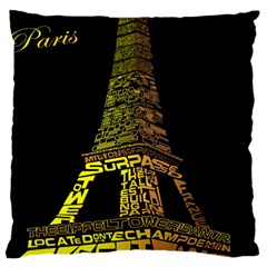 The Eiffel Tower Paris Large Cushion Case (one Side) by Sudhe