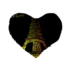 The Eiffel Tower Paris Standard 16  Premium Flano Heart Shape Cushions by Sudhe