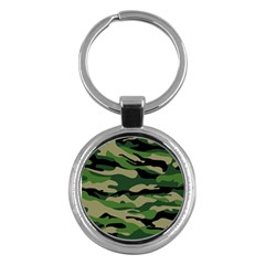 Green Military Vector Pattern Texture Key Chains (round) 