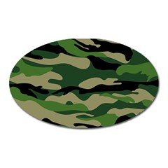 Green Military Vector Pattern Texture Oval Magnet by Sudhe