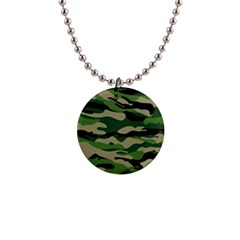 Green Military Vector Pattern Texture 1  Button Necklace by Sudhe