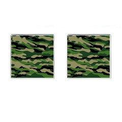 Green Military Vector Pattern Texture Cufflinks (square) by Sudhe