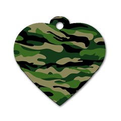 Green Military Vector Pattern Texture Dog Tag Heart (two Sides) by Sudhe