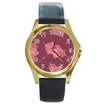 Plumelet Pen Ethnic Elegant Hippie Round Gold Metal Watch Front