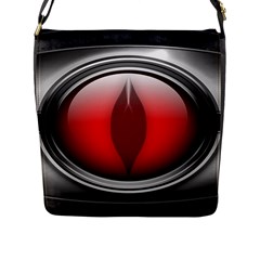 Red Eye Flap Closure Messenger Bag (l) by Sudhe