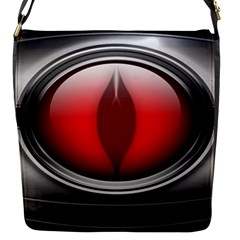 Red Eye Flap Closure Messenger Bag (s) by Sudhe